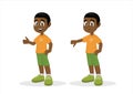 Cartoon character, African Boy thumbs up thumbs down. Royalty Free Stock Photo