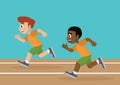 Cartoon character, Boy Running a Race Track. Royalty Free Stock Photo