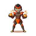 Cartoon Fire Ninja: A Warrior with Fireballs Ready for Combat Royalty Free Stock Photo