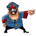 Cartoon character menacing police indicates hand Royalty Free Stock Photo