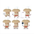 Cartoon character of milk mashroom with various chef emoticons