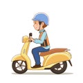 Cartoon motorbike taxi rider. Royalty Free Stock Photo