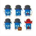 Cartoon character of new blue highlighter with various pirates emoticons