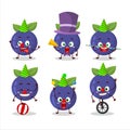 Cartoon character of new blueberry with various circus shows