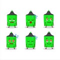 Cartoon character of new green highlighter with sleepy expression Royalty Free Stock Photo