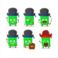 Cartoon character of new green highlighter with various pirates emoticons