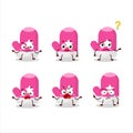 Cartoon character of new pink gloves with what expression