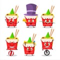 Cartoon character of noodles box with various circus shows Royalty Free Stock Photo