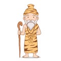 Old hermit holding staff.