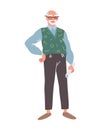 Cartoon character of old man. Full length portrait of grandfather