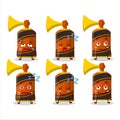 Cartoon character of orange air horn with sleepy expression