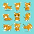 Cartoon character orange cat poses