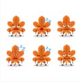 Cartoon character of orange dried leaves with sleepy expression