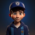 Photorealistic Cartoon Character In Baseball Cap And Jacket