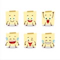 Cartoon character of pale yellow sticky notes with smile expression
