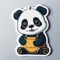 Cartoon character panda sticker is doing a cute action.