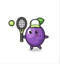 Cartoon character of passion fruit as a tennis player