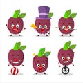 Cartoon character of passion fruit with various circus shows