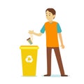 Cartoon Character Person Man Throwing Trash. Vector