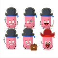 Cartoon character of pink chalk with various pirates emoticons