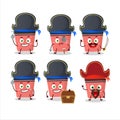 Cartoon character of pink highlighter with various pirates emoticons