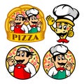 Cartoon character Pizza and chef logo