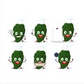 Cartoon character of poblano with various chef emoticons