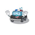 Cartoon character of police car wearing Diving glasses