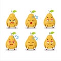 Cartoon character of pomelo with sleepy expression