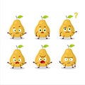 Cartoon character of pomelo with what expression