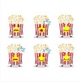 Cartoon character of pop corn with sleepy expression