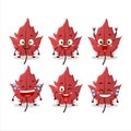 Cartoon character of red autumn leaf with smile expression