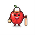Cartoon character of red bell pepper as a baseball player Royalty Free Stock Photo