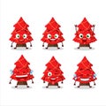 Cartoon character of red christmas tree with smile expression Royalty Free Stock Photo