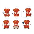 Cartoon character of red clothing of chinese woman with various chef emoticons