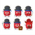 Cartoon character of red correction pen with various pirates emoticons
