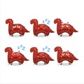 Cartoon character of red dinosaur gummy candy with sleepy expression