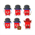 Cartoon character of red highlighter with various pirates emoticons