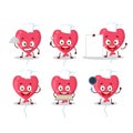 Cartoon character of Red love baloon with various chef emoticons Royalty Free Stock Photo