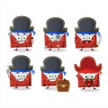 Cartoon character of red love envelope with various pirates emoticons