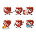 Cartoon character of red love gift box playing some musical instruments Royalty Free Stock Photo