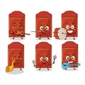 Cartoon character of red packets chinese playing some musical instruments