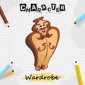 Cartoon character retro wardrobe with man face