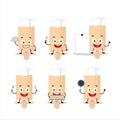 Cartoon character of rolling pin with various chef emoticons