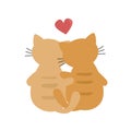Cute cartoon character romantic couple of cat with heart funny vector illustration for greeting card