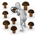 Cartoon character searching mushroom