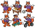 Cartoon character set of cute little fox Royalty Free Stock Photo