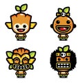 Cartoon character set cute primitive bundle with different emoticons
