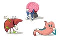 Cartoon character set of human internal organs