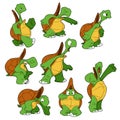 Cartoon character. Set of turtles with different emotions. Isolated on white background. Animal theme Royalty Free Stock Photo